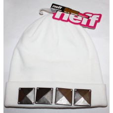 Neff GOLDESS Mujer&apos;s White Studded Tile Cuffed Beanie Hat OS   eb-68815266